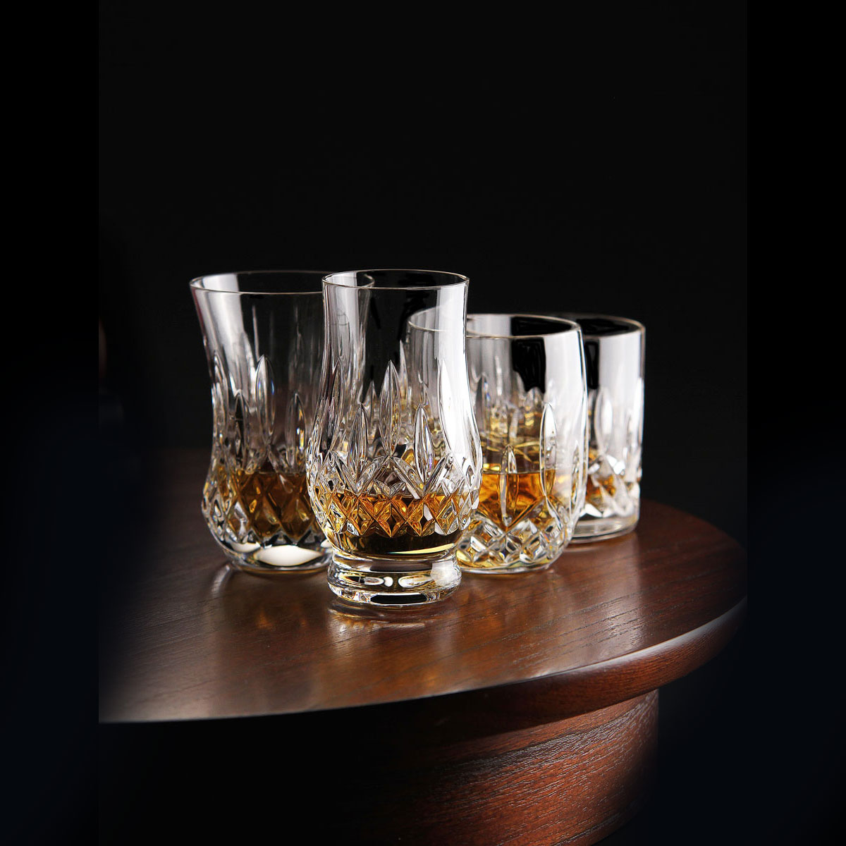 Waterford Crystal Lismore Whiskey Tumblers Mixed Set of Four